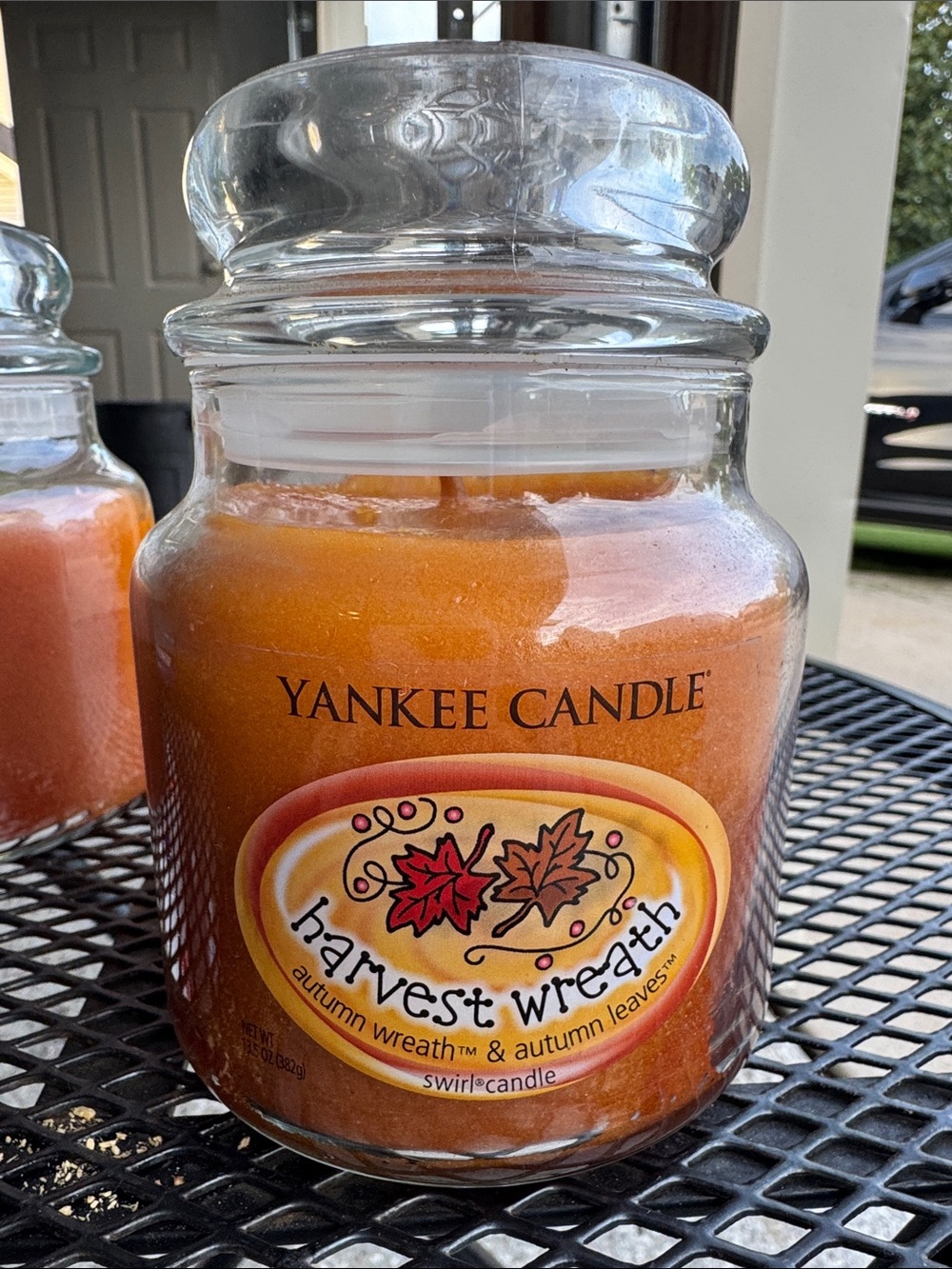 Yankee Candle Harvest Wreath Orange Swirl Jar